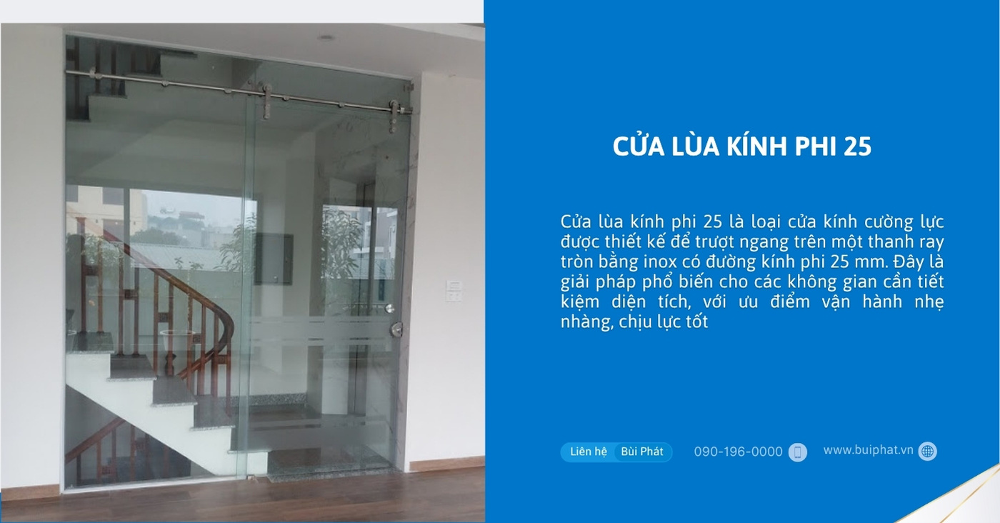 Cửa lùa kính phi 25 Cửa lùa kính phi 25