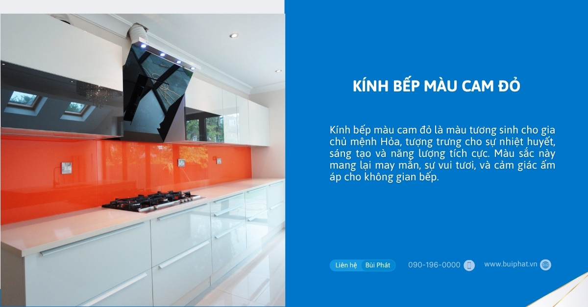 Kính bếp màu cam đỏ