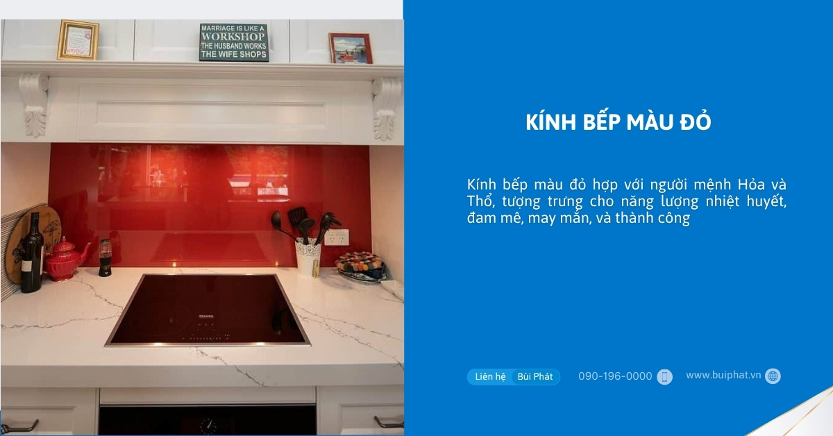 Kính bếp màu đỏ