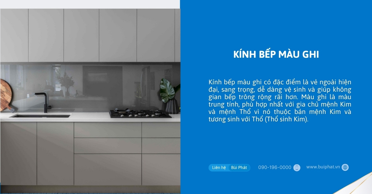 Kính bếp màu ghi