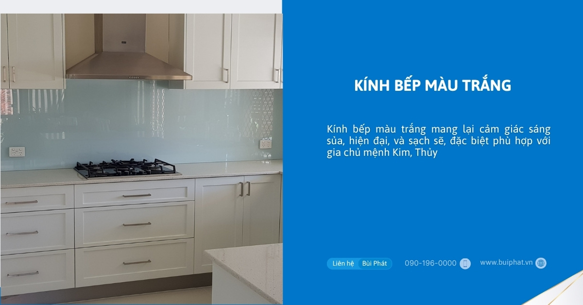 Kính bếp màu trắng