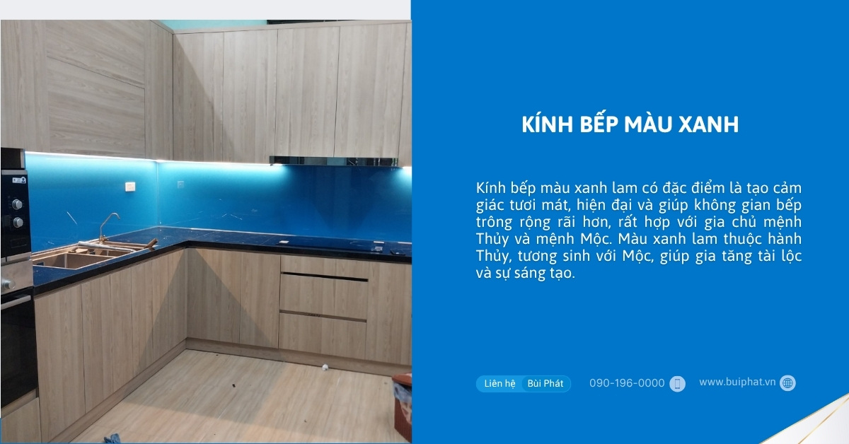 Kính bếp màu xanh