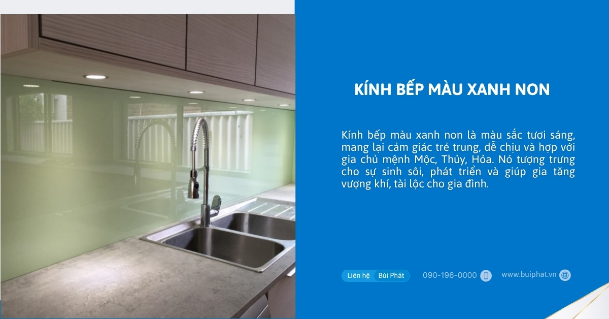 Kính bếp màu xanh non