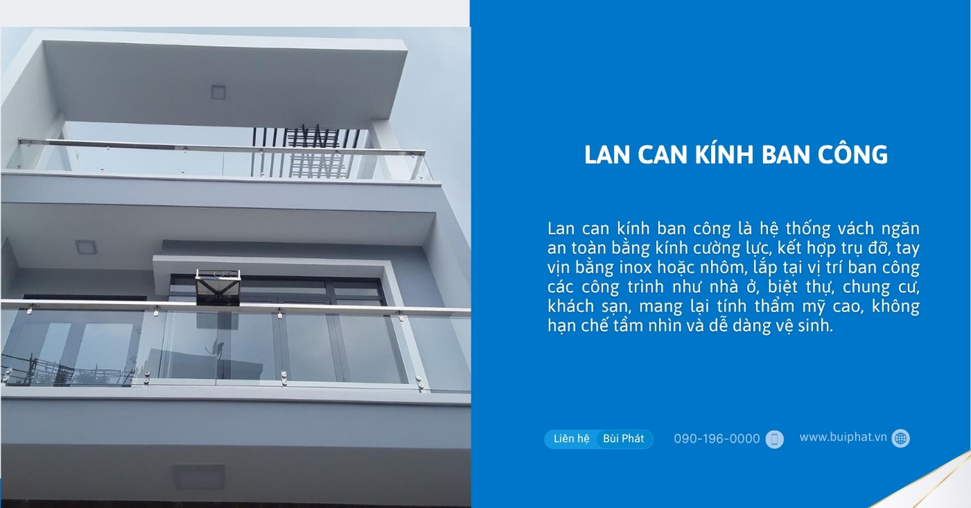 Lan can kính ban công