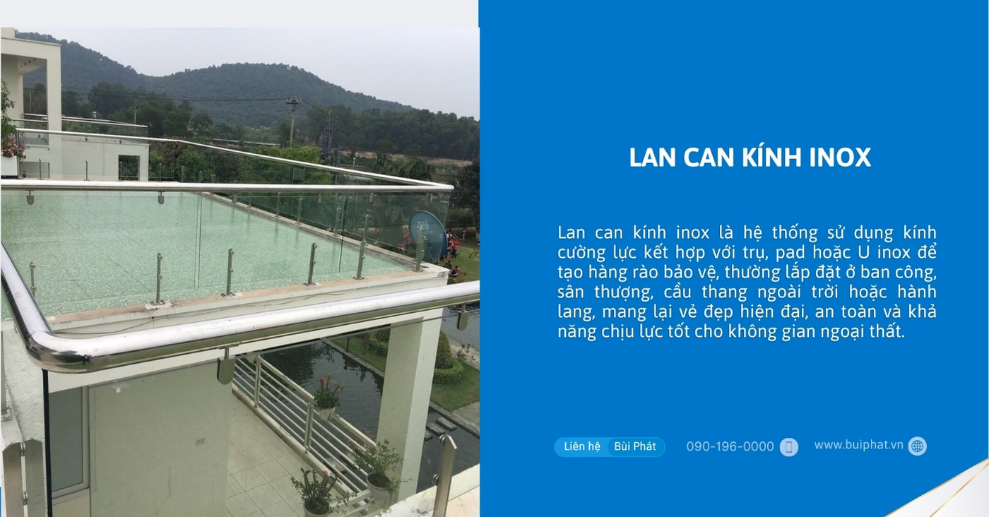 Lan can kính inox Lan can kính inox