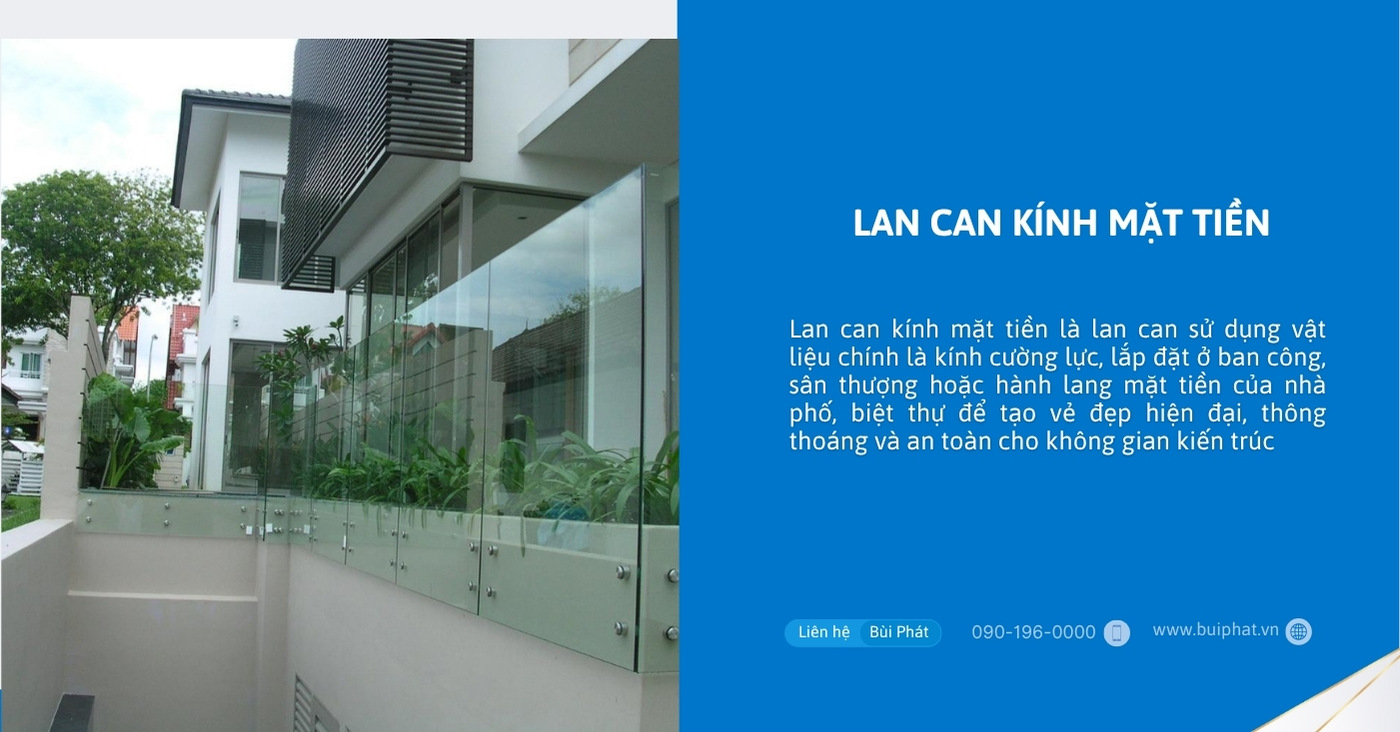 Lan can kính mặt tiền Lan can kính mặt tiền