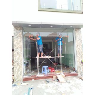 Thi công Cửa kính cường lực mặt tiền 17.5m2 Kính 12mm Nhà Phố Geleximco