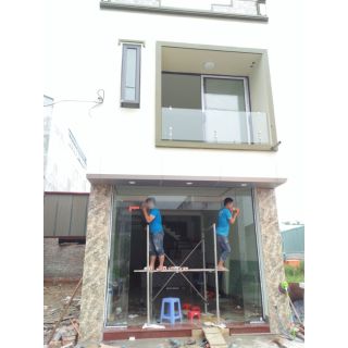 Thi công Cửa kính cường lực mặt tiền 17.5m2 Kính 12mm Nhà Phố Geleximco