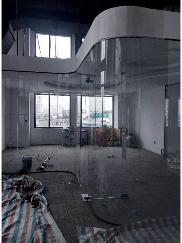 Lắp đặt Cửa kính lùa 11m2 ray treo Inox tại Lê Trọng Tấn, Hà Đông